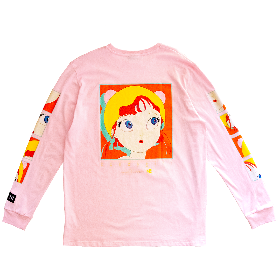 【N2 x Yoshitaka Amano】キャンディガール ロングスリーブシャツ ピンク